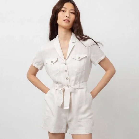 Rails Pants - Rails | Georgie Romper in Stone | Cream | Linen Blend | Large